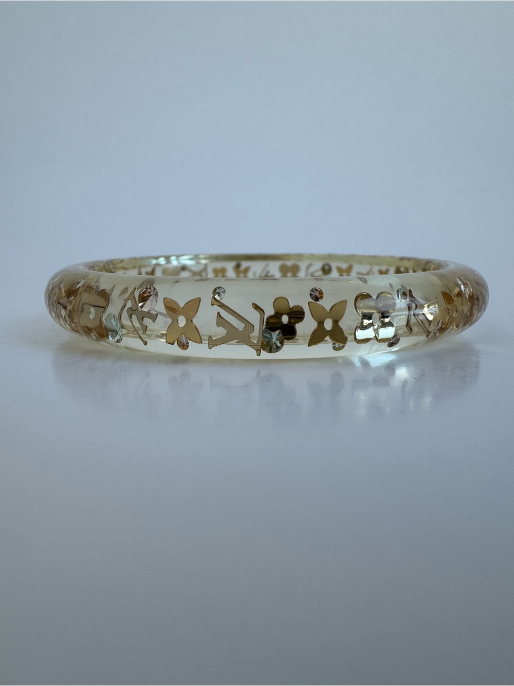 Louis Vuitton Monogram Inclusion Resin Bangle Bracelet Gold Tone